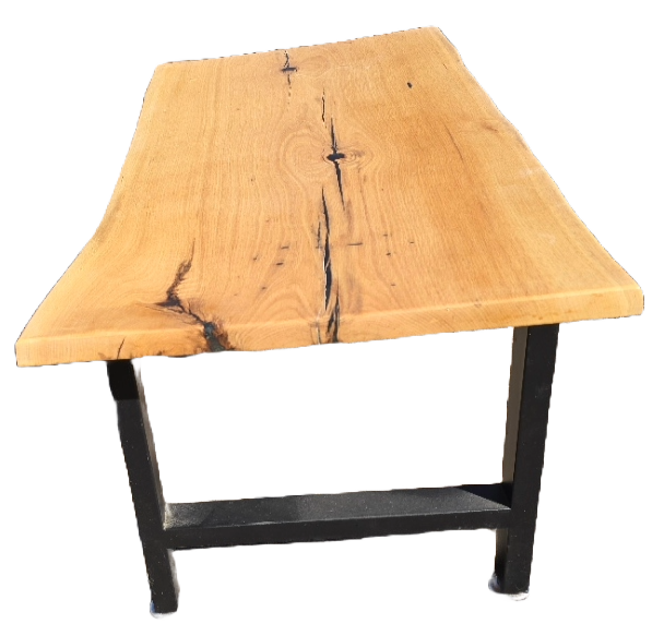 JB - wood slab table with metal legs