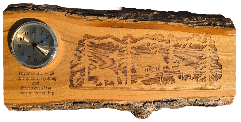 JB - Clock with live edge wood and nature scene
