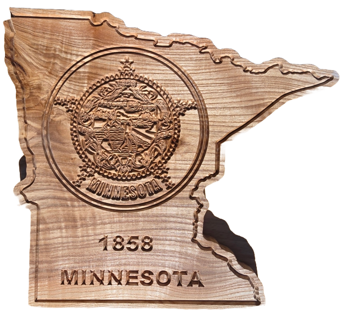 JB - State of Minnesota in wood with raised lettering