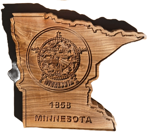 JB - State of Minnesota in wood with raised lettering